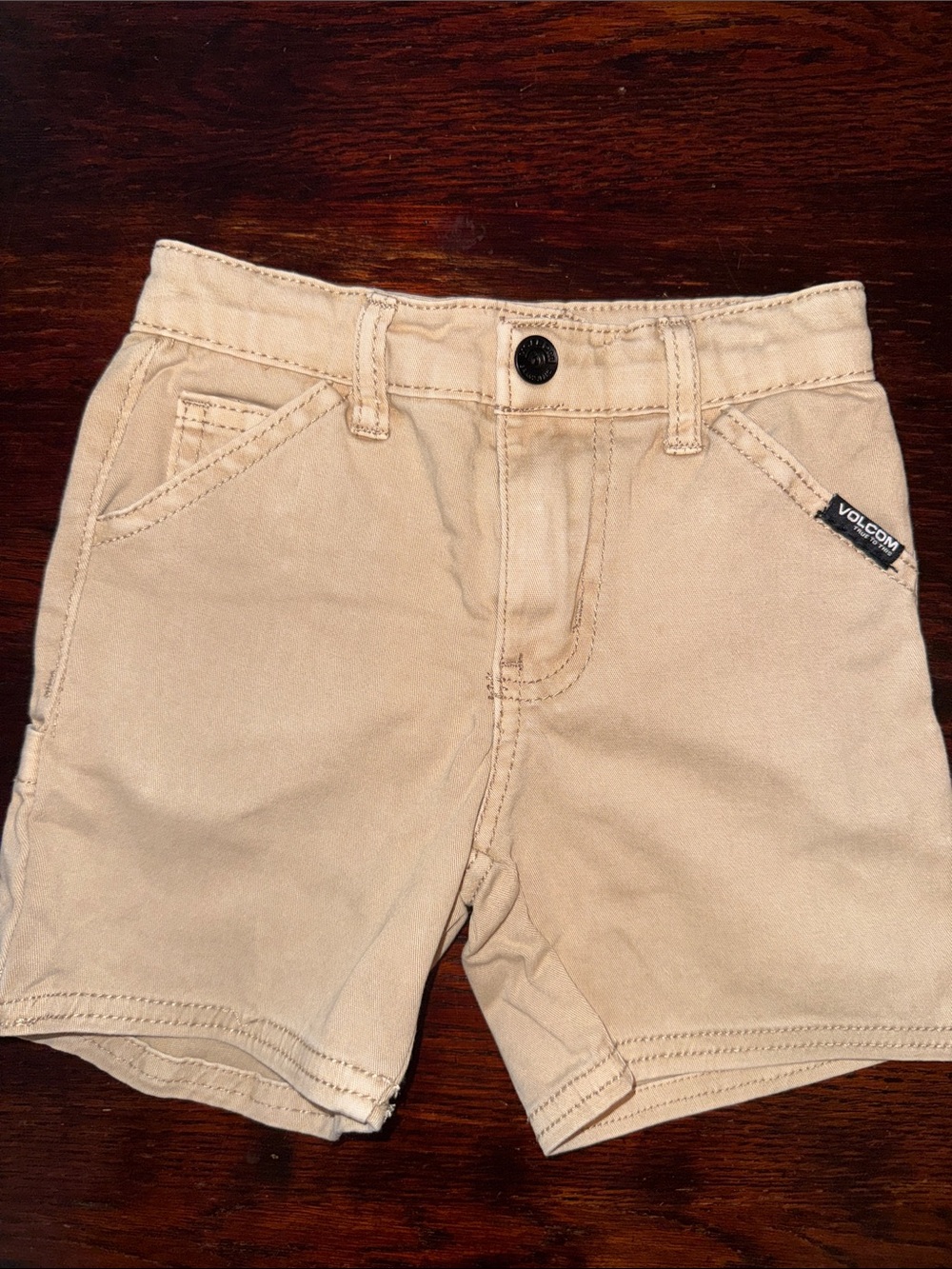 Volcom Kids Beige Cream Shorts with Belt Loops